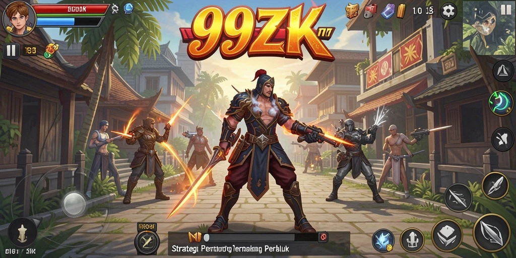 Tampilan gameplay 99ZK dengan strategi pertempuran yang mendebarkan.