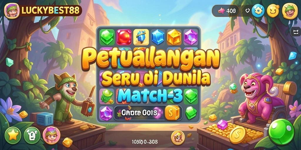 Screenshot gameplay <strong>LUCKYBEST88</strong>, menunjukkan momen seru mencocokkan elemen.