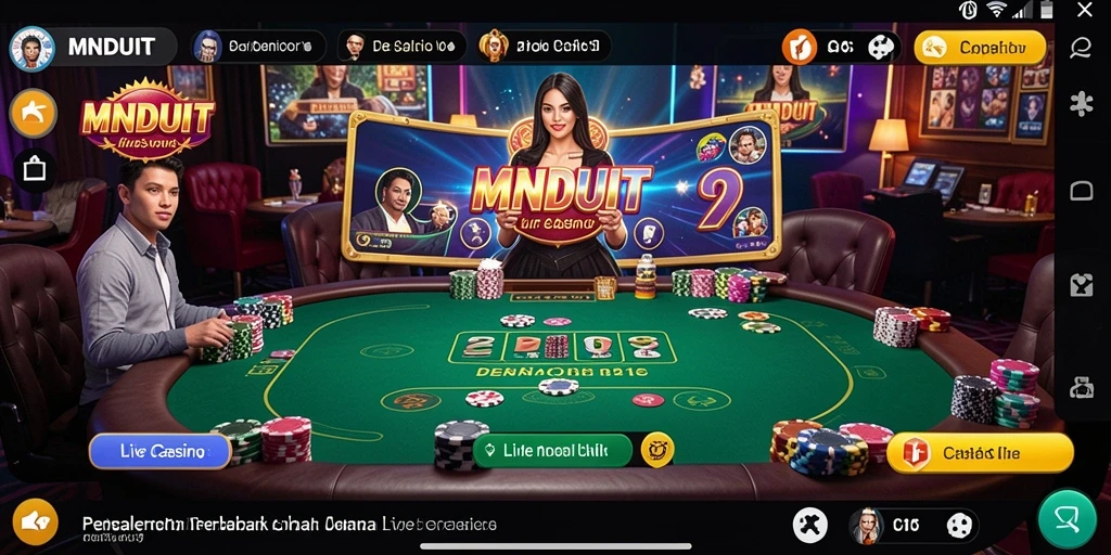Tampilan gameplay Live Casino yang menarik dan interaktif di MNDUIT.