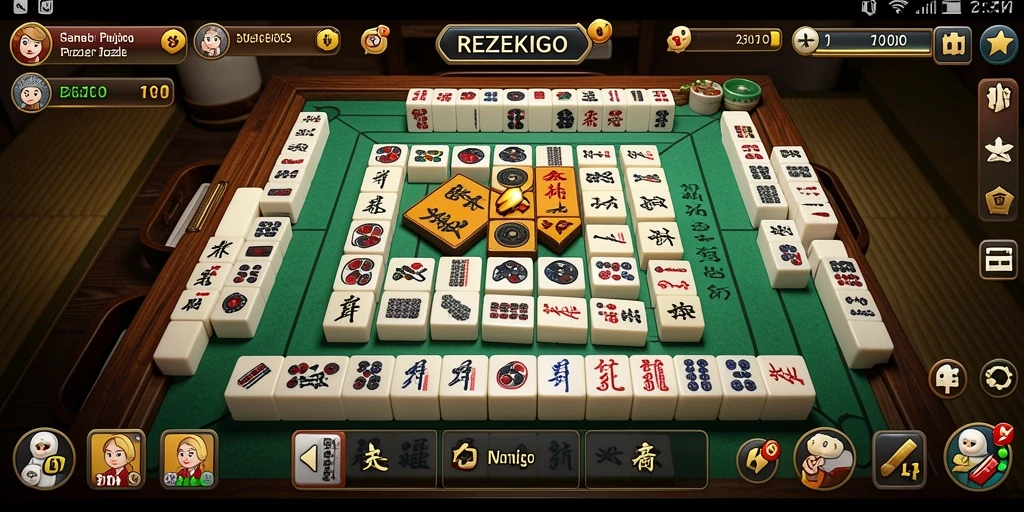 Screenshot gameplay REZEKIGO menampilkan keseruan bermain Mahjong.