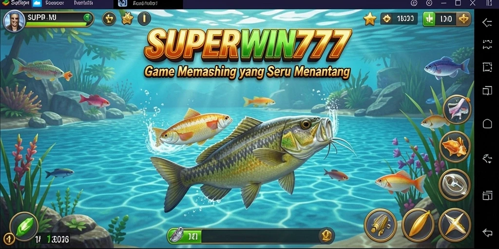Tampilan gameplay SUPERWIN777 yang menarik dengan aktivitas memancing.